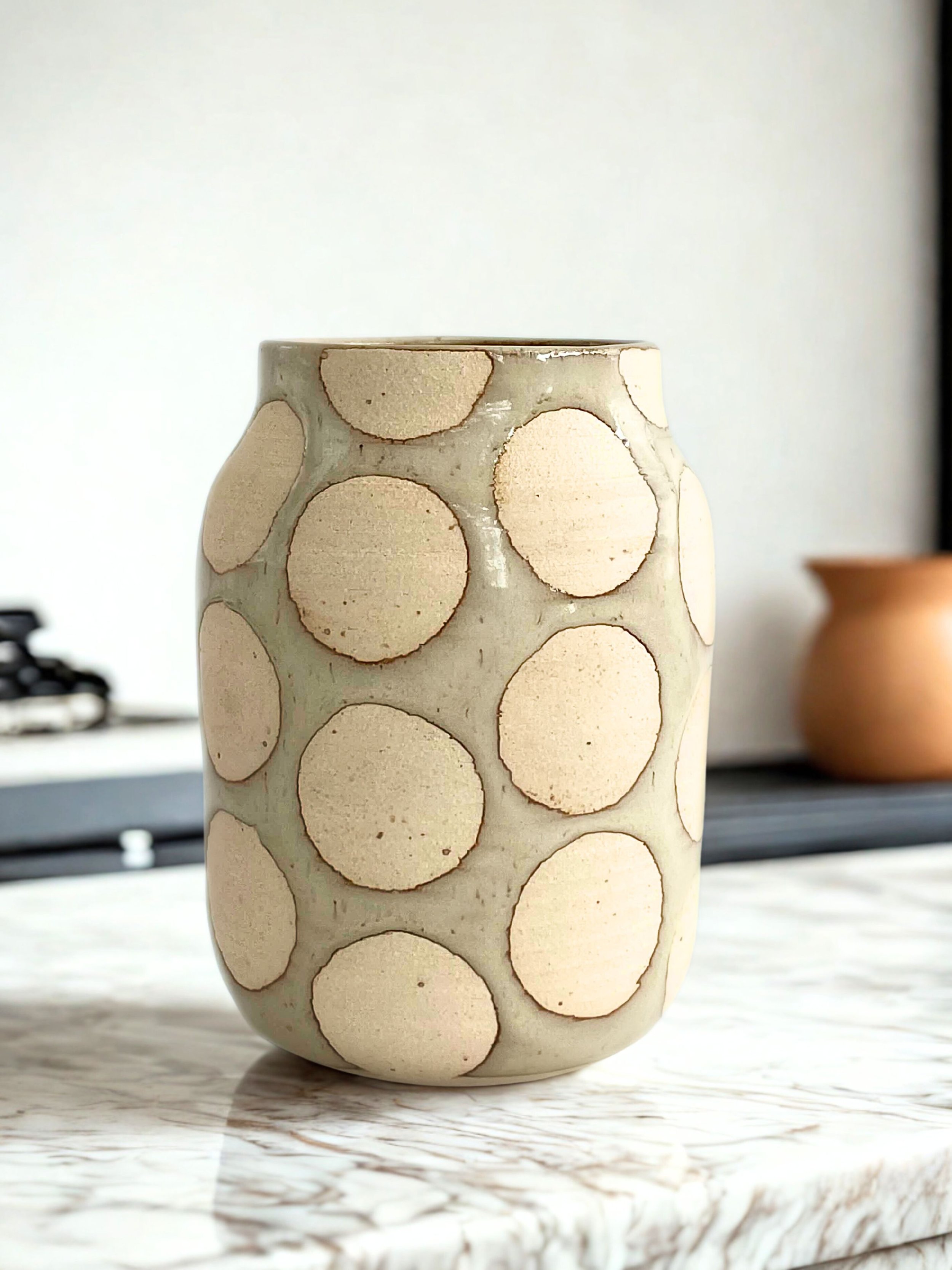 Polka Dot Vase in Birch — Hey Moon Ceramics